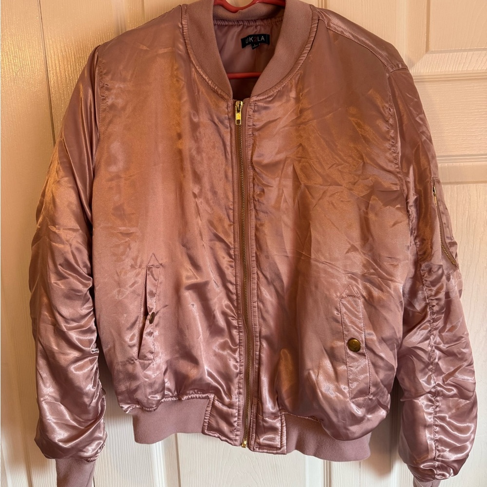 Pink Shiny Bomber Jacket